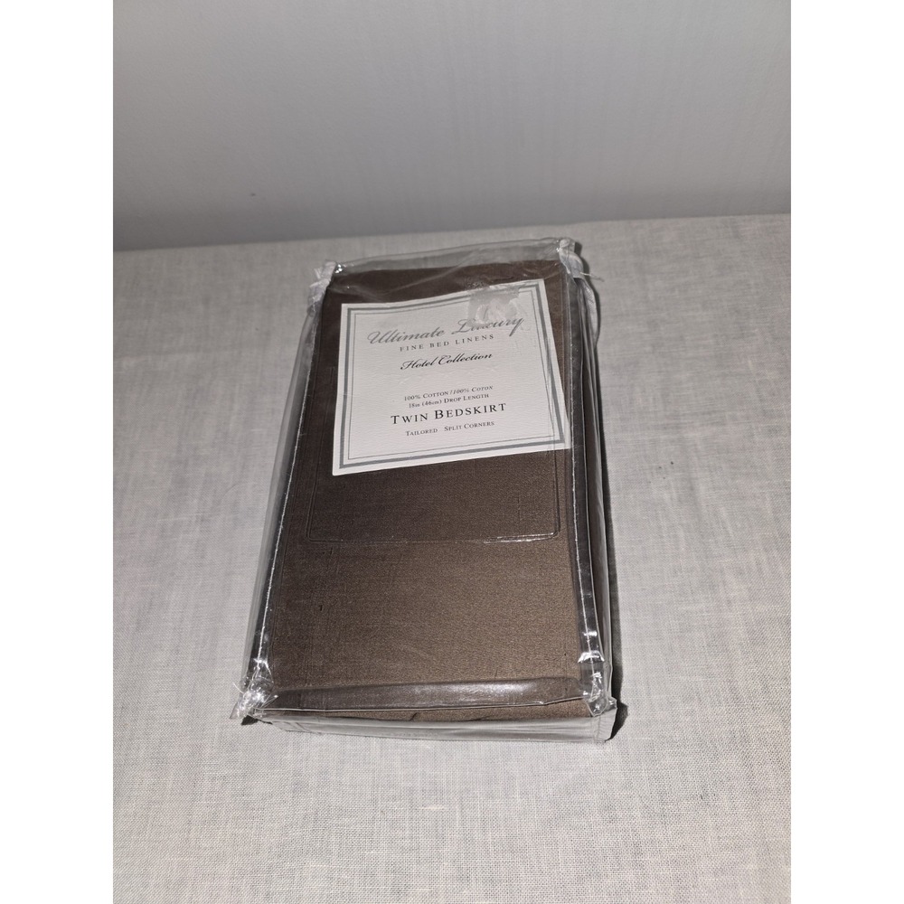 Ultimate Luxury Hotel Collection Twin Bedskirt 100% Sateen Cotton Brown 18" Drop